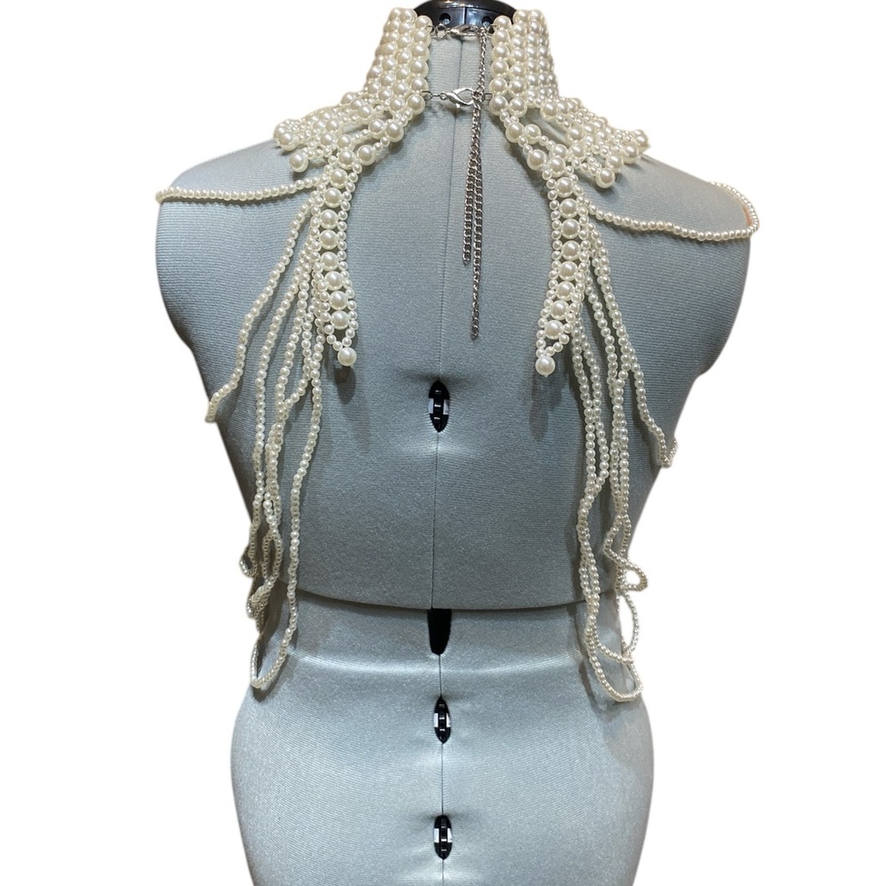 New- Pearl Bustier- Body Jewelry- Shawl- Wedding Bolero - Last One! - Picture 3 of 6